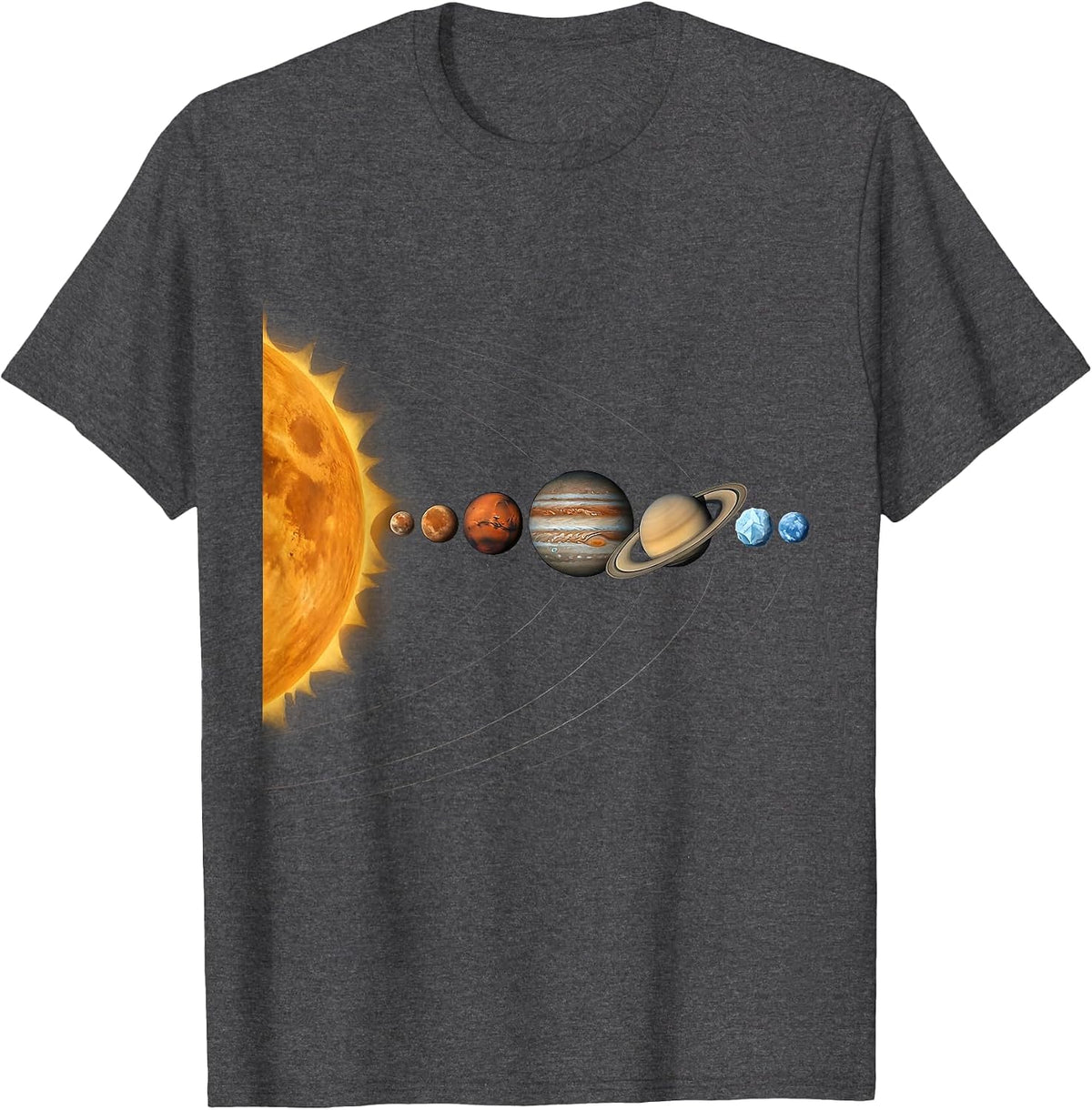 Men's Solar System Planets Sun Space Science Humor T-Shirt - Dark Heather Grey