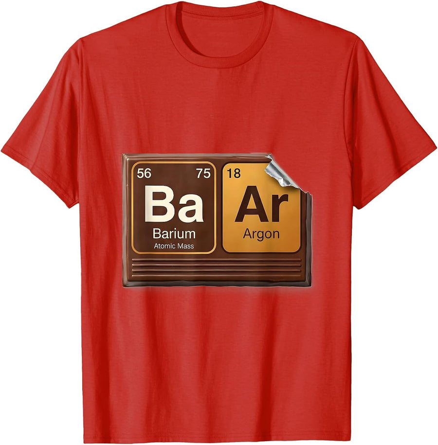 Men's BAr Funny Periodic Table Chemistry Pun Science Geek T-Shirt - Red