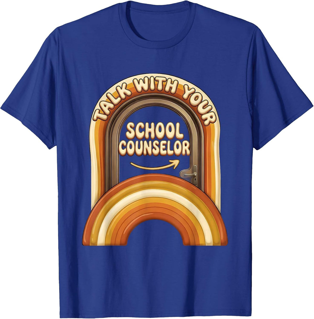 Talk With Your School Counselor Retro Groovy School T-Shirt - Royal Blue