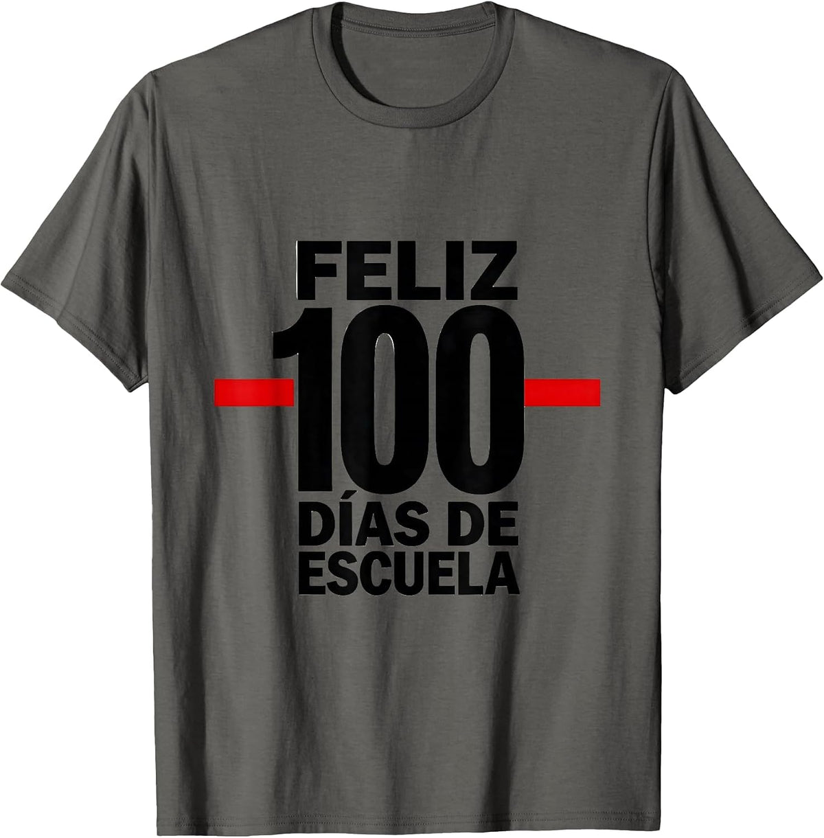Men's Feliz 100 Días de Escuela Minimalist Spanish Teacher 100th T-Shirt - Asphalt Grey
