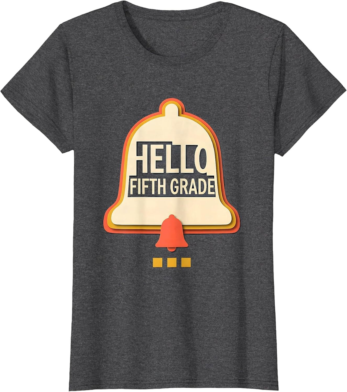 Women's Hello, Fifth Grade Retro Groovy Back To School Teacher T-Shirt - Dark Heather Grey