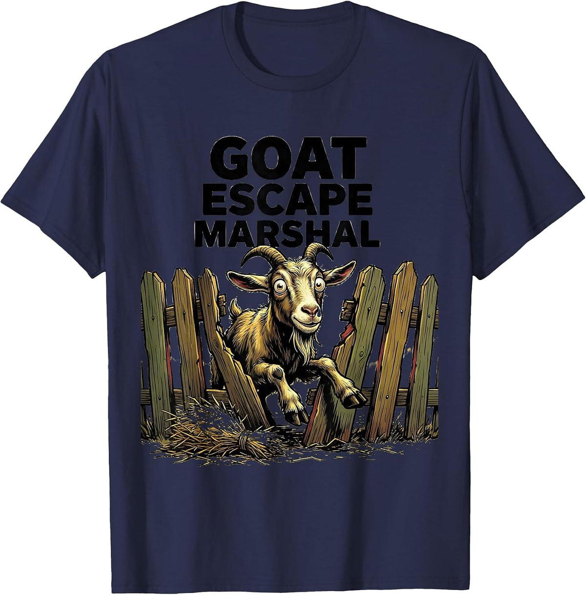 Goat Escape Marshal Funny Goat Farmer Owner Gift T-Shirt - Navy Blue