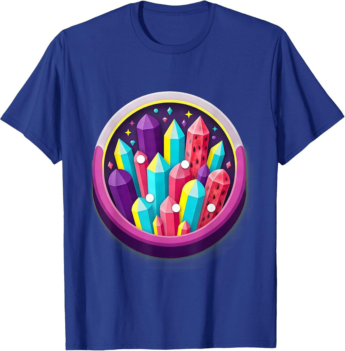 Sugar Crystal Cave Rock Candy Formation Graphic T-Shirt - Royal Blue