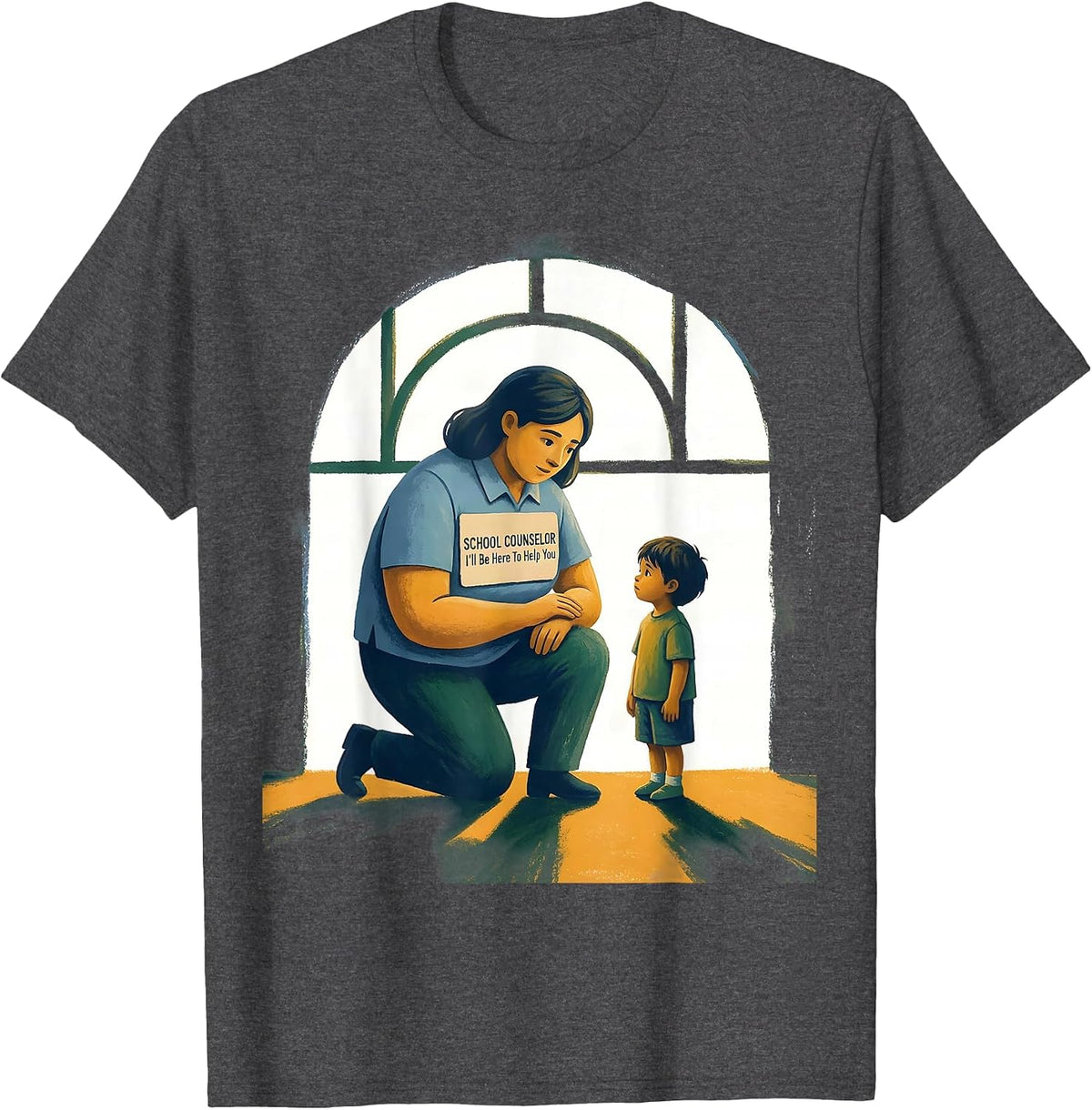 School Counselor I’ll Be Here To Help You Funny T-Shirt - Dark Heather Grey