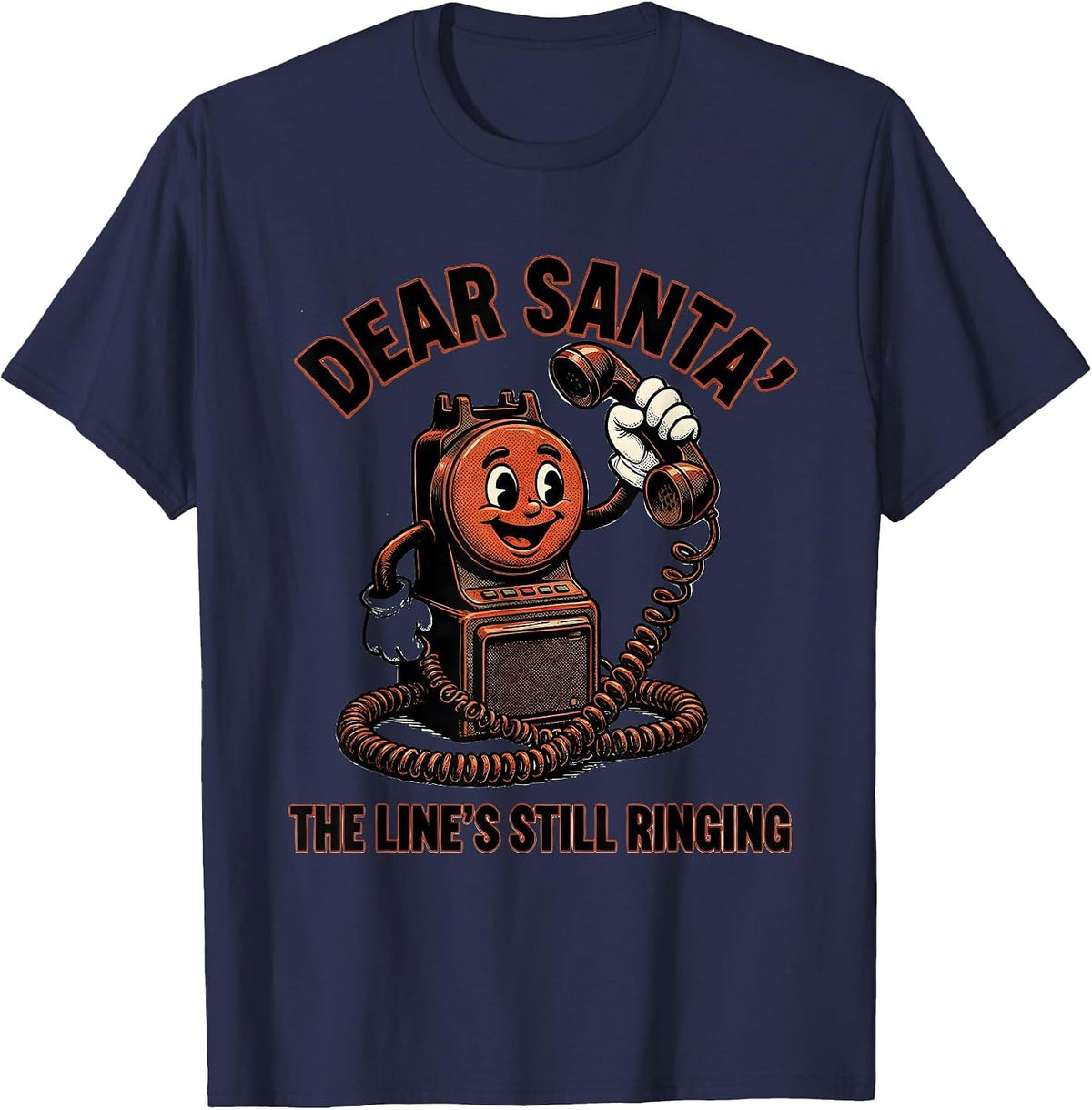 Dear Santa, The Line's Still Ringing Funny 911 Dispatcher T-Shirt - Navy Blue
