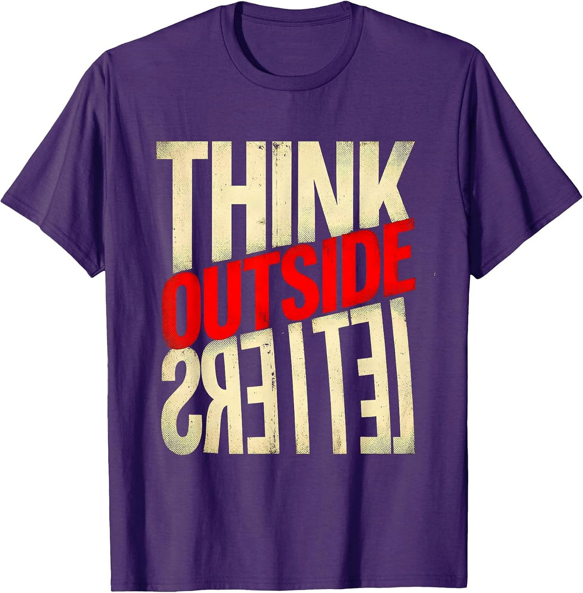 Men's Think Outside the Letters Dyslexia Awareness Design T-Shirt - Purple