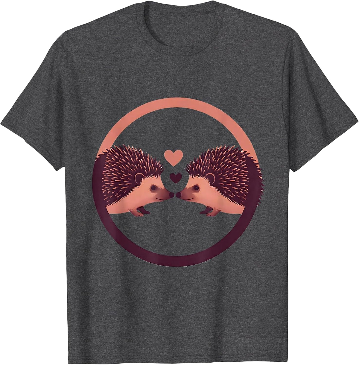 Men's Hedgehog Love Nose Touch Cute Couple Graphic T-Shirt - Dark Heather Grey