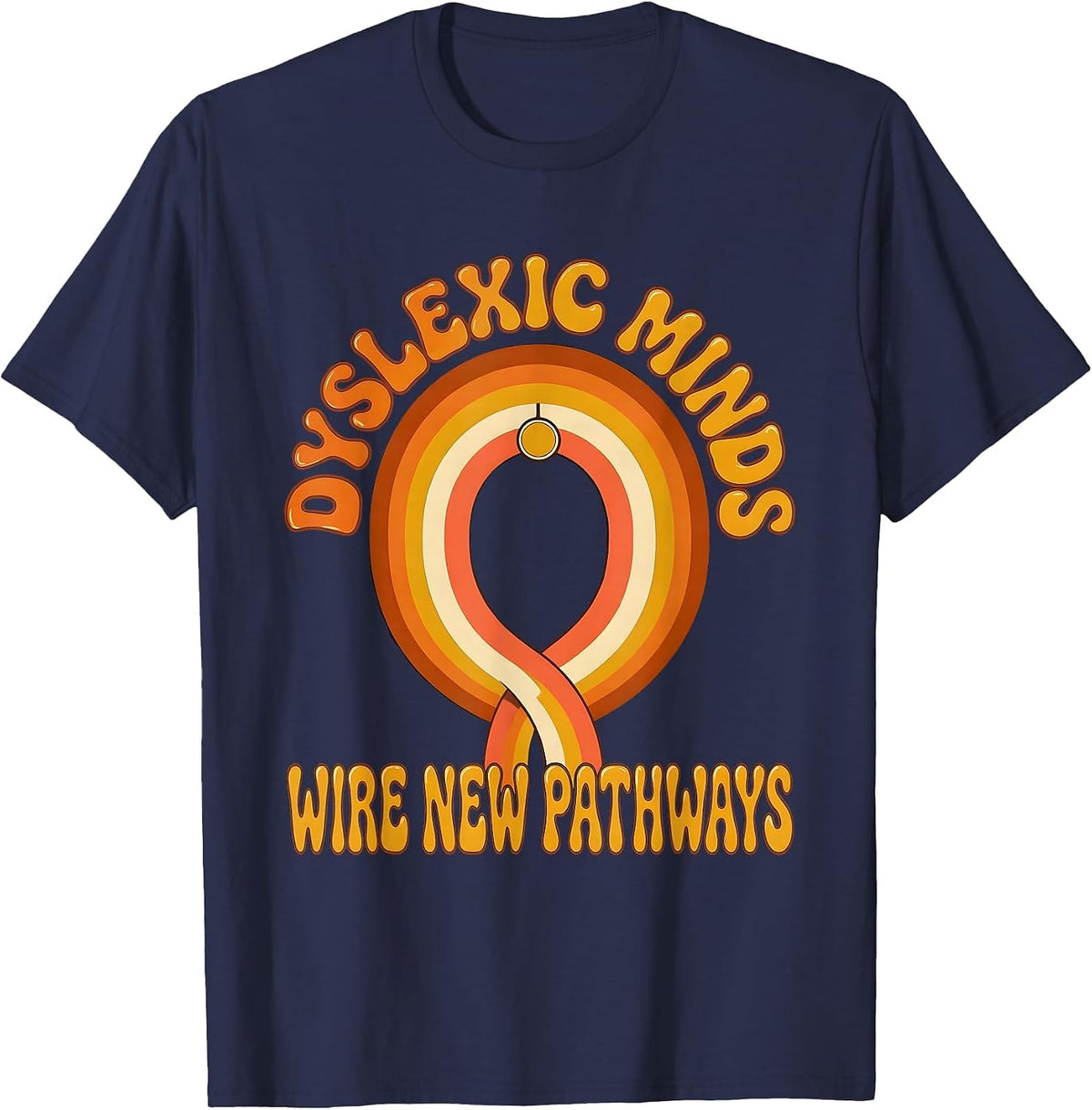 Men's Dyslexic Minds Wire New Pathways Retro Dyslexia Teacher T-Shirt - Navy Blue