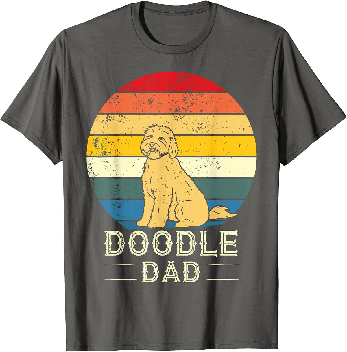 Vintage Doodle Dad Father - Aussie Doodle & Goldendoodle T-Shirt - Asphalt Grey