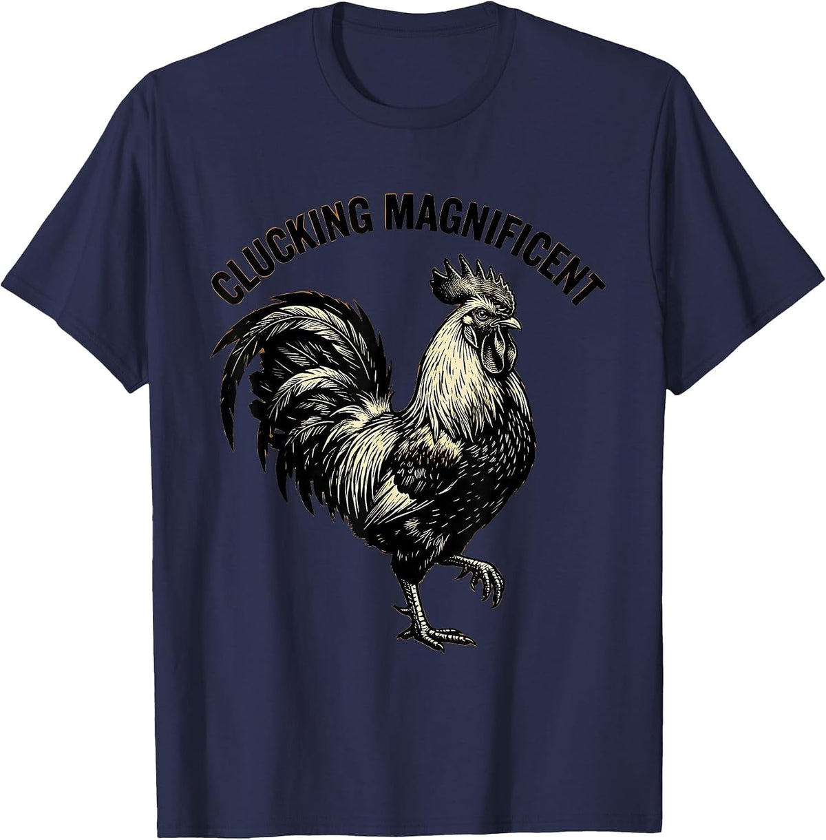 Men's Clucking Magnificent Chicken Graphic Design T-Shirt - Navy Blue