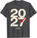Men's Cheers, 2027 Minimalist New Year Party Countdown Novelty T-Shirt - Dark Heather Grey