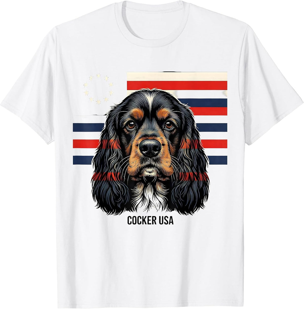 Men's Cocker USA Patriotic Cocker Spaniel Dog Lover 4th of July T-Shirt - White