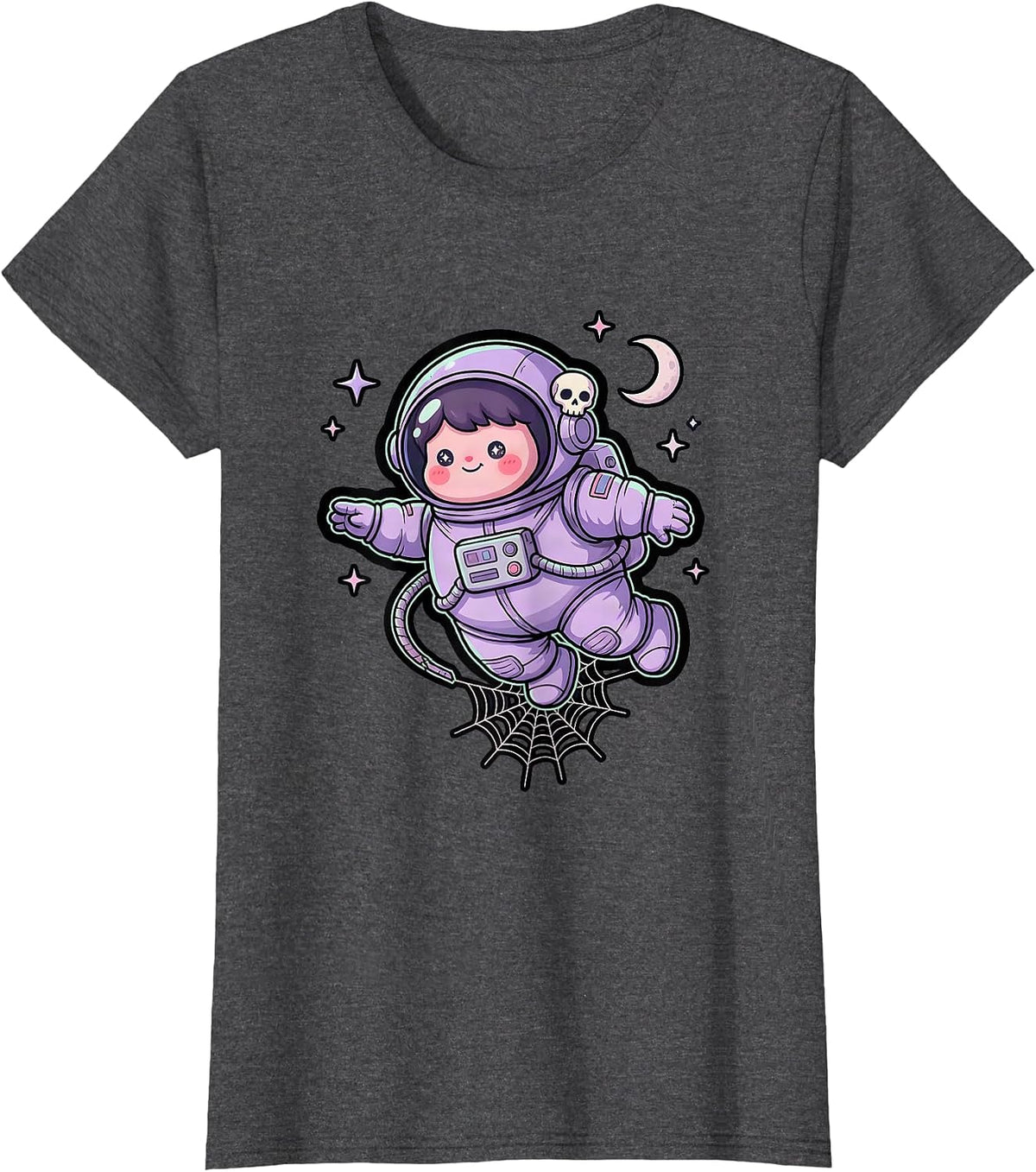 Women's Astronaut Drifting Away From Space Station T-Shirt - Dark Heather Grey