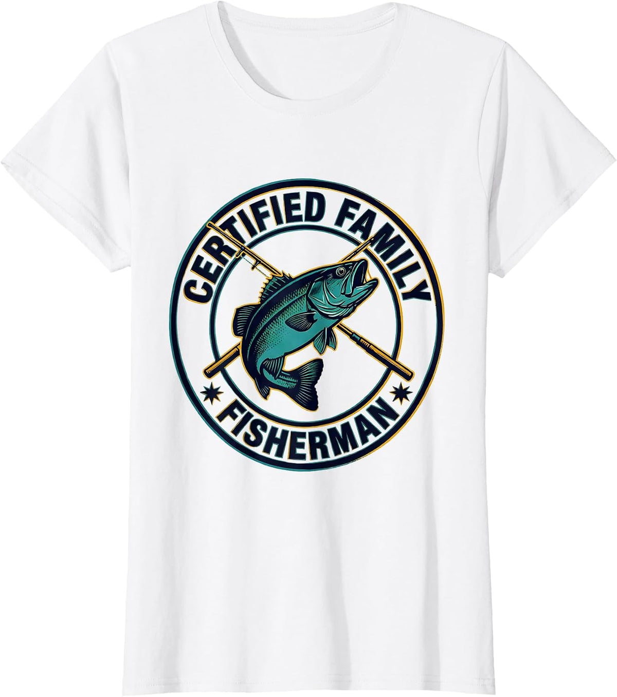 Certified Family Fisherman Funny Fishing Humor Gift T-Shirt - White