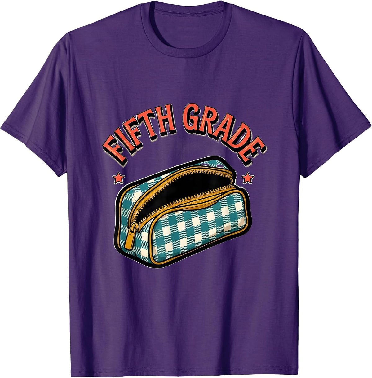 Men's Fifth Grade Retro Checkered Girl Teacher Back To School T-Shirt - Purple