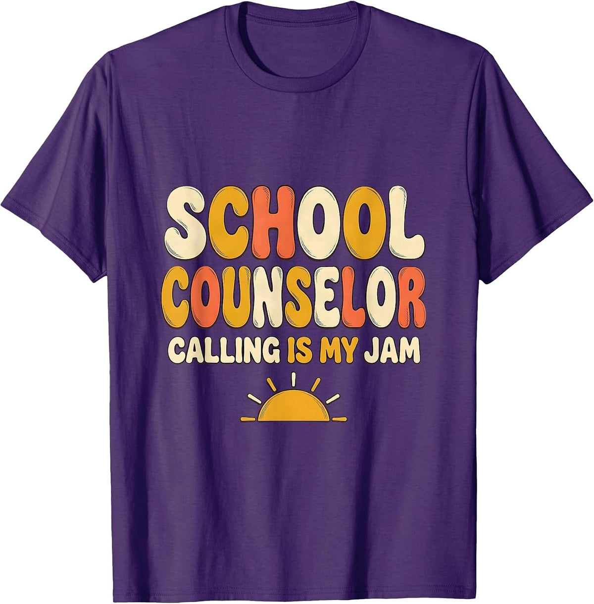 School Counselor Calling Is My Jam Retro Groovy Workplace T-Shirt - Purple