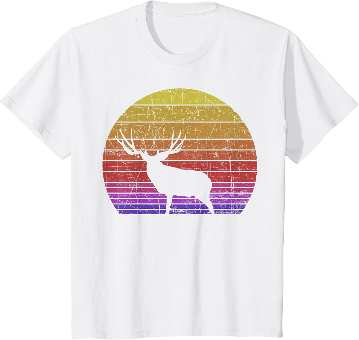 Mule Deer Hunting - Retro Sunset Hunter Outdoorsmen T-Shirt - White