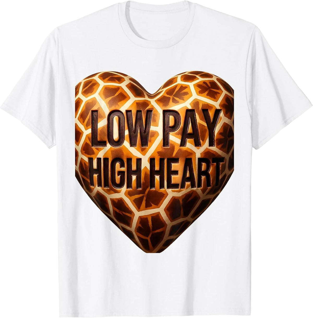 Men's Low Pay High Heart Paraprofessional Design T-Shirt - White