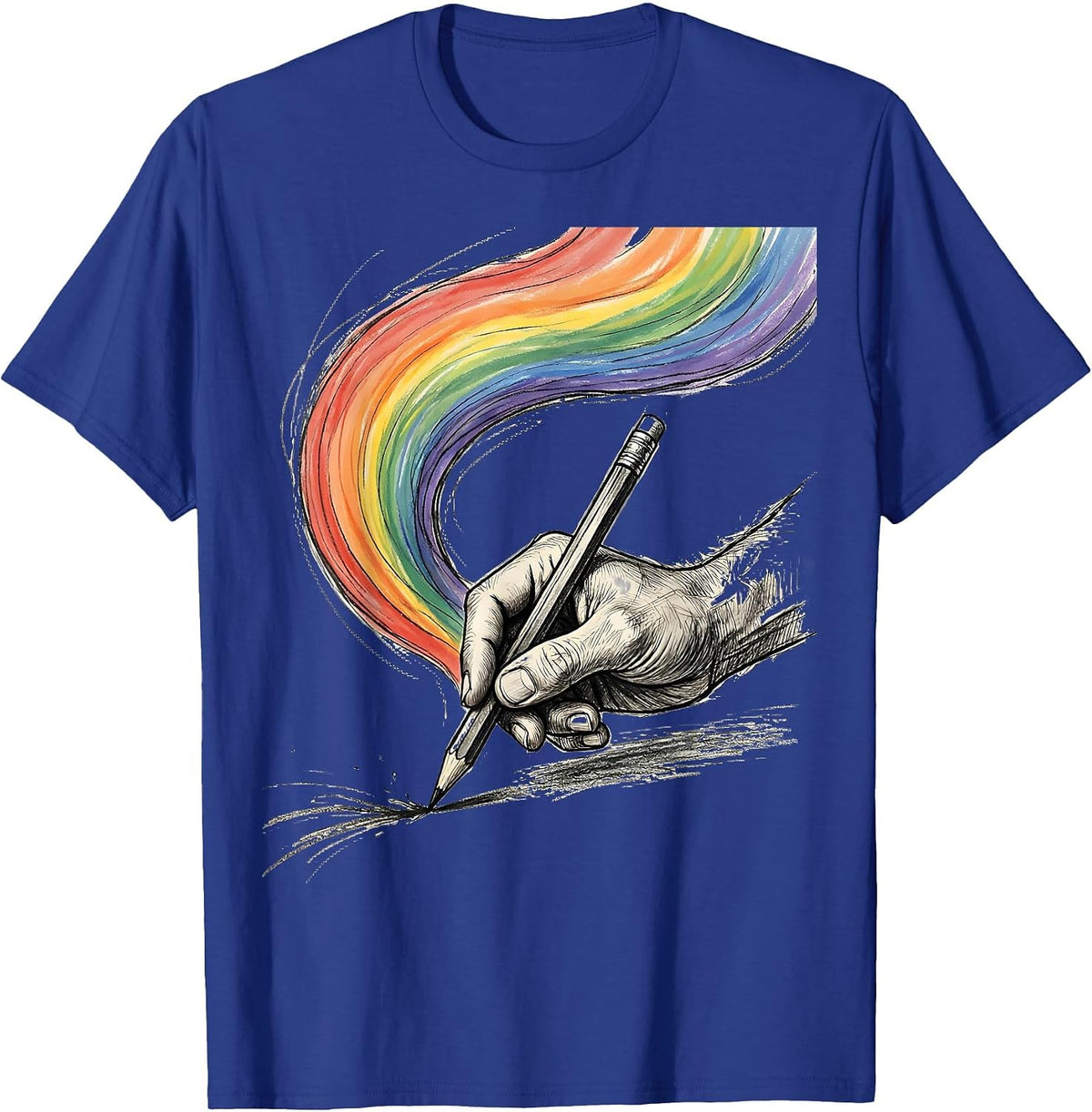 Men's Dyslexia Awareness Rainbow Pencil Trail Graphic T-Shirt - Royal Blue