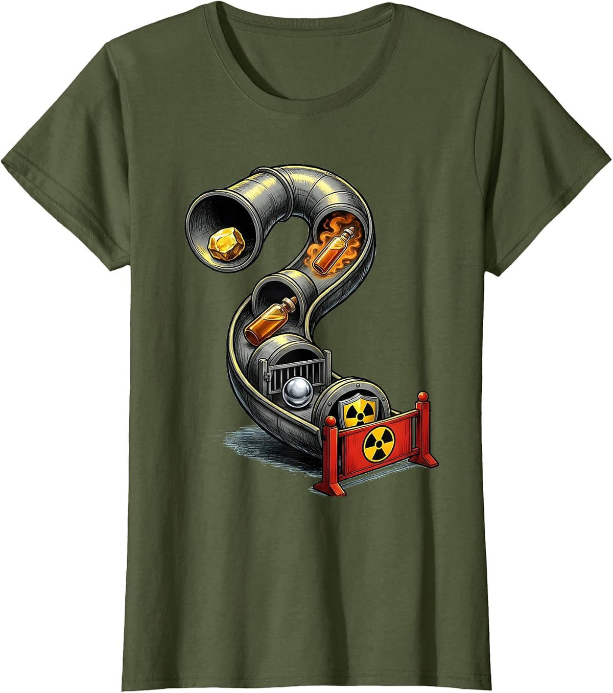 Women's Lab Escape Science Humor Teacher Student Gift T-Shirt - Olive Green