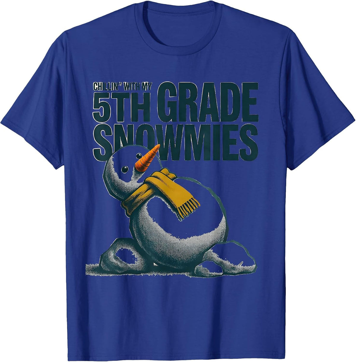 Men's Chillin With My 5th Grade Snowmies Funny Teacher Christmas T-Shirt - Royal Blue