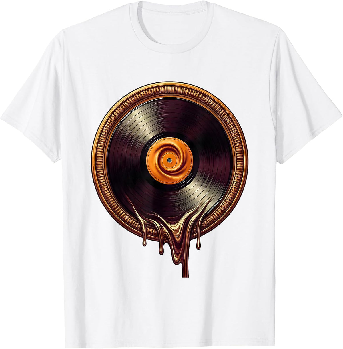 Men's Melting Vinyl Record Surrealist Rock Art T-Shirt - White