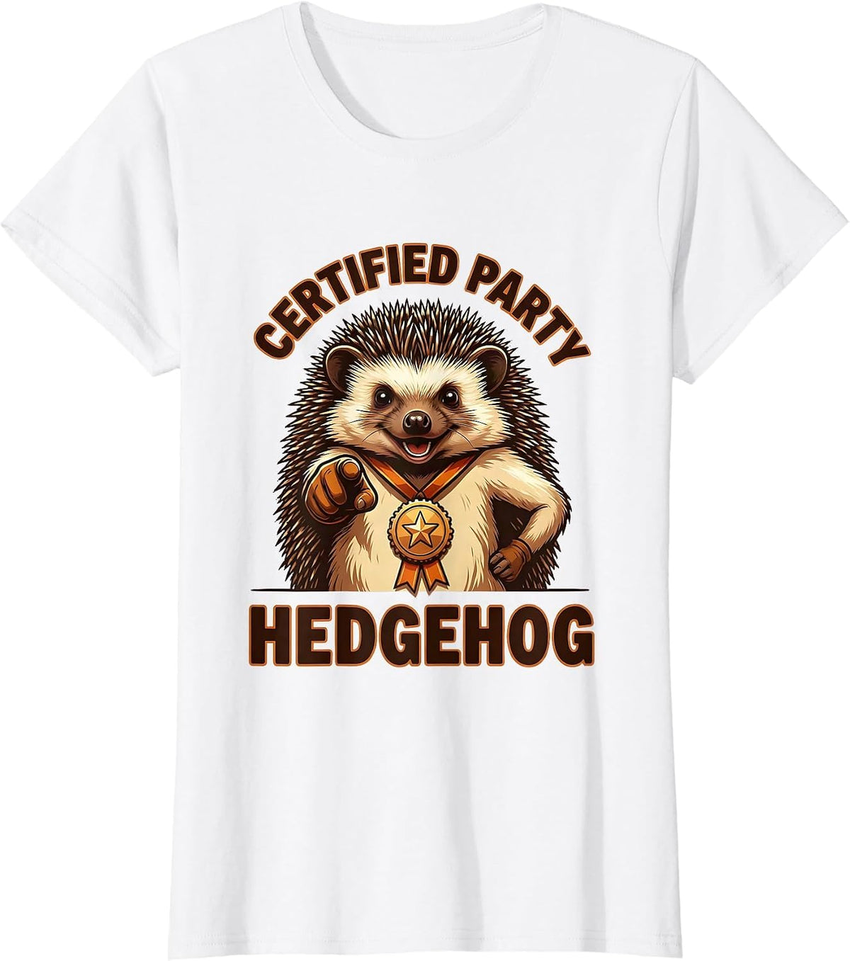 Certified Party Hedgehog Funny Animal Control Halloween T-Shirt - White