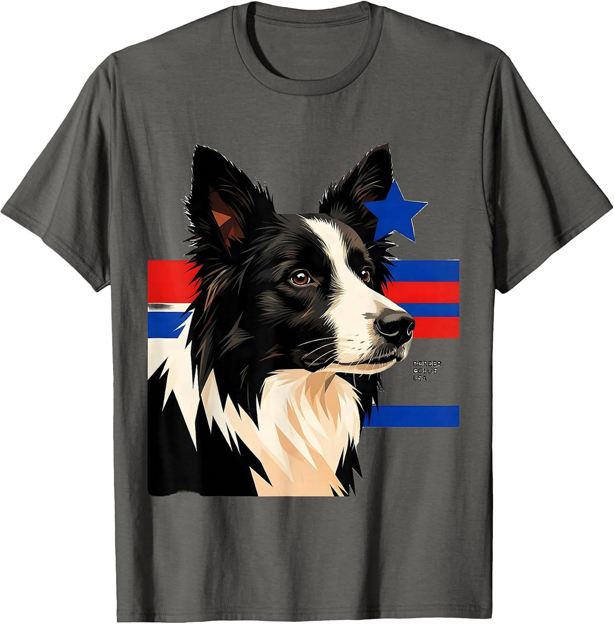 Men's Border Collie USA Patriotic Dog Lover 4th Of July T-Shirt - Asphalt Grey
