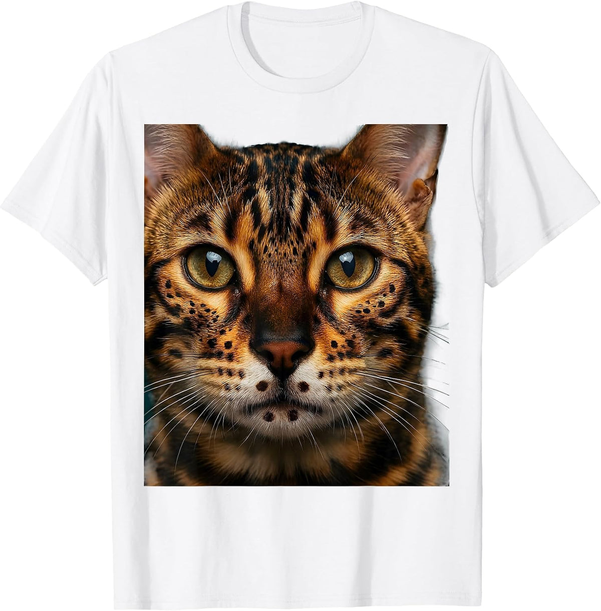 Men's Bengal Cat Lover Close-Up Rosette Portrait T-Shirt - White