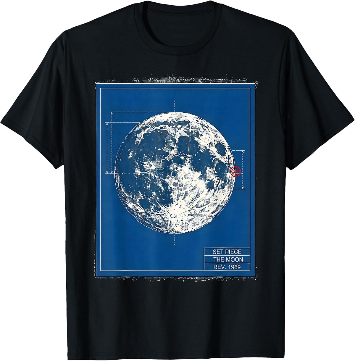 Men's Set Piece The Moon Rev 1969 Technical Blueprint Astronomy T-Shirt - Black