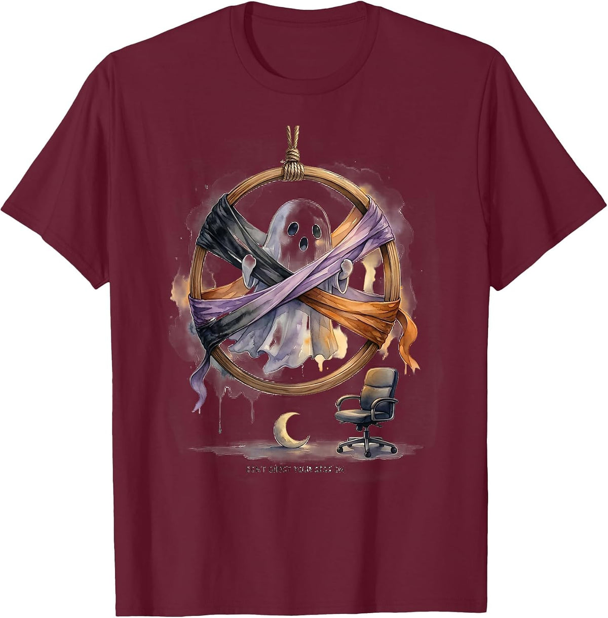 Don't Ghost Your Session Watercolor Ghost Mental Health T-Shirt - Burgundy