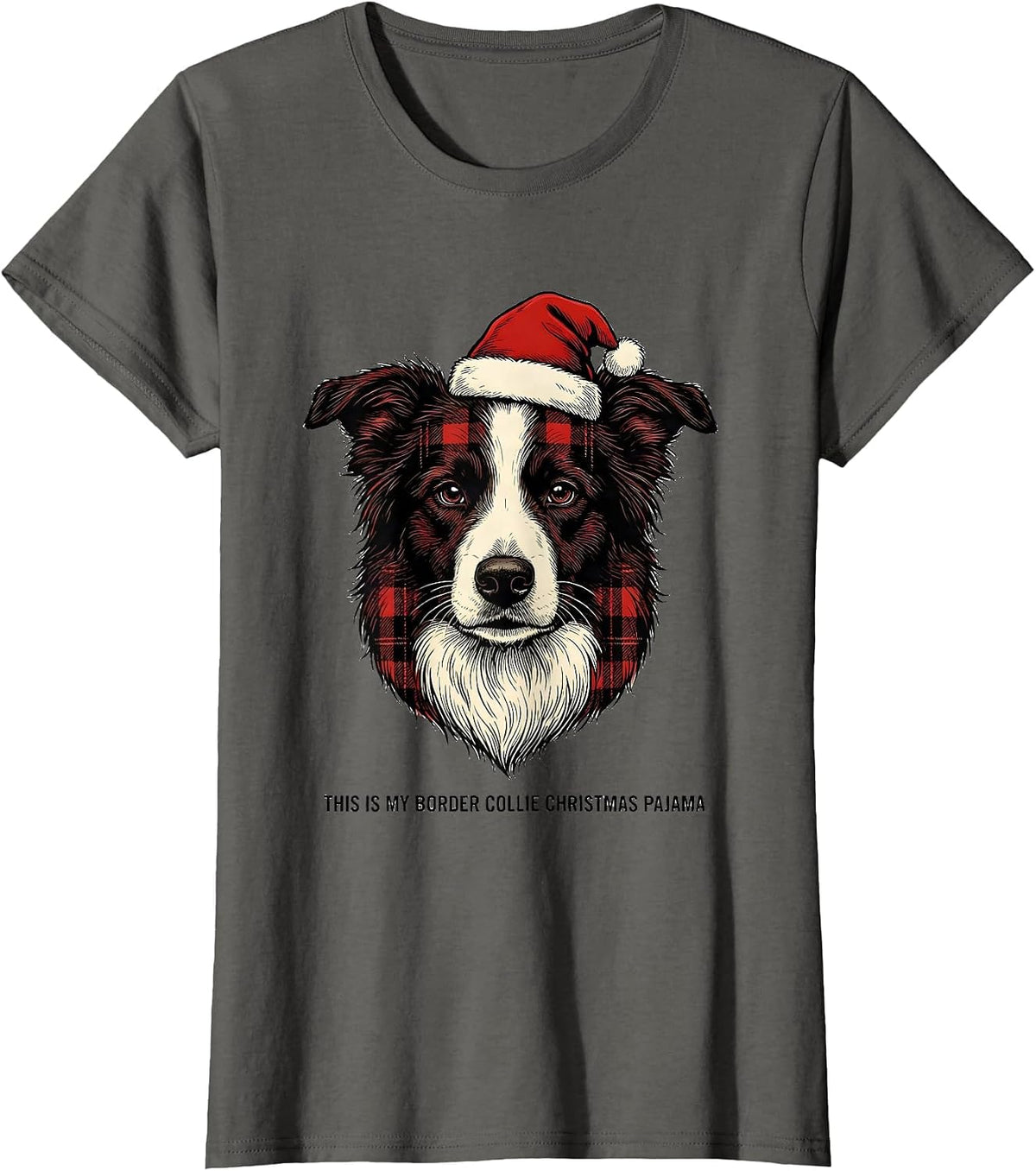 Women's This Is My Border Collie Christmas Pajama Dog Lover T-Shirt - Asphalt Grey