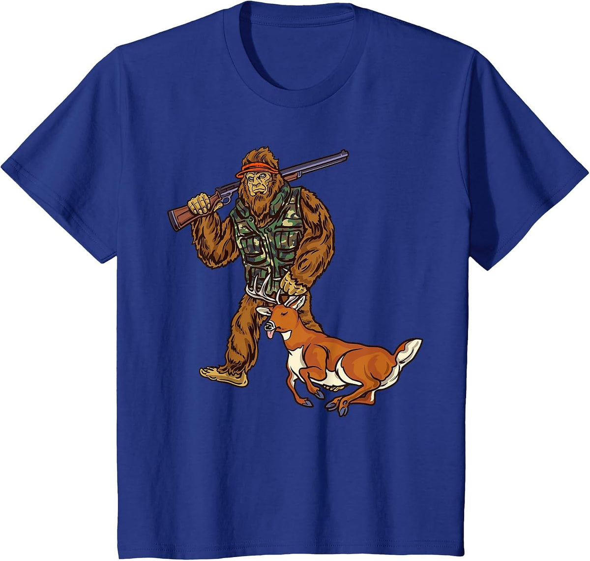 White Tail Deer Hunting Bigfoot Hunter T-Shirt - Royal Blue