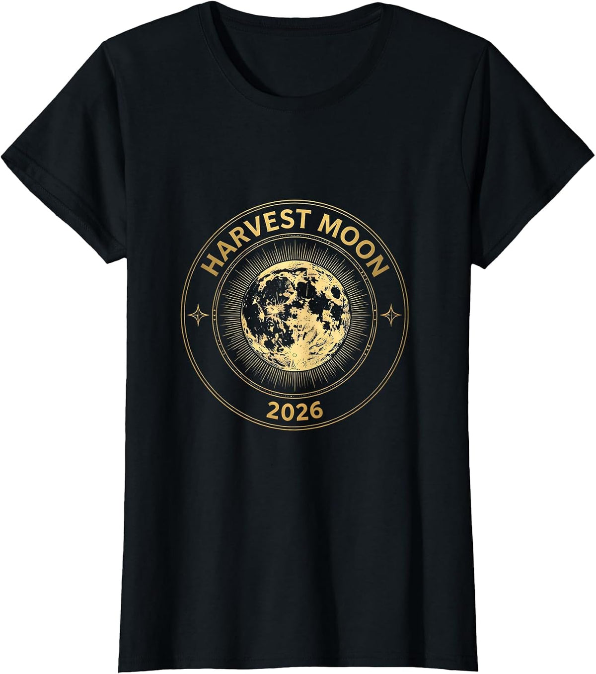 Harvest Moon 2026 Mystic Celestial Astronomy Astrology T-Shirt - Black