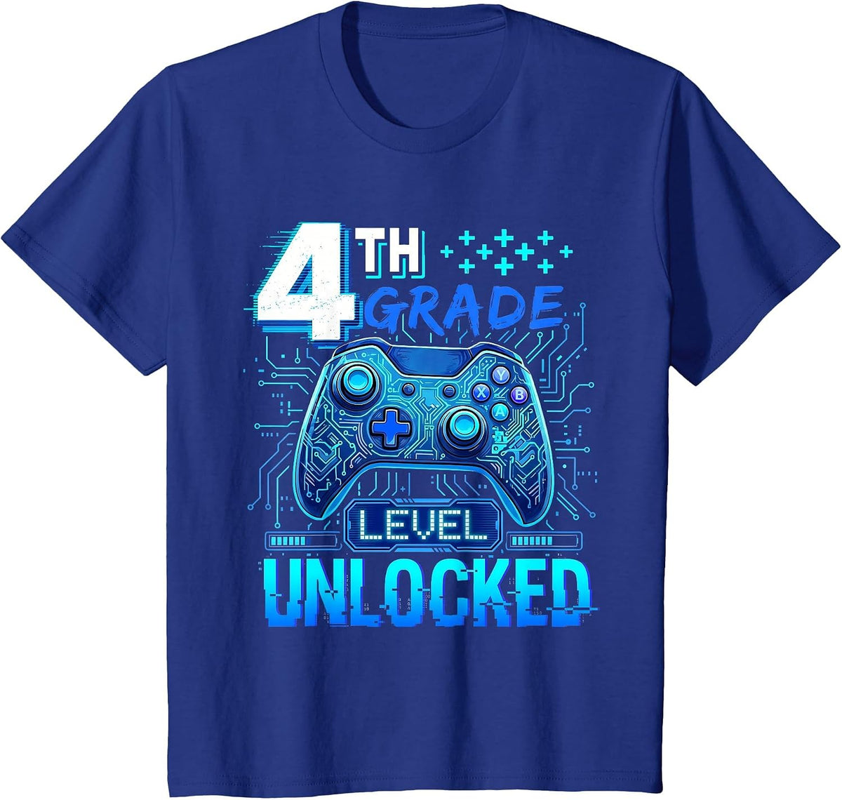 Back to School 4th Grade First Day Level Unlocked Gamer Boys T-Shirt - Royal Blue