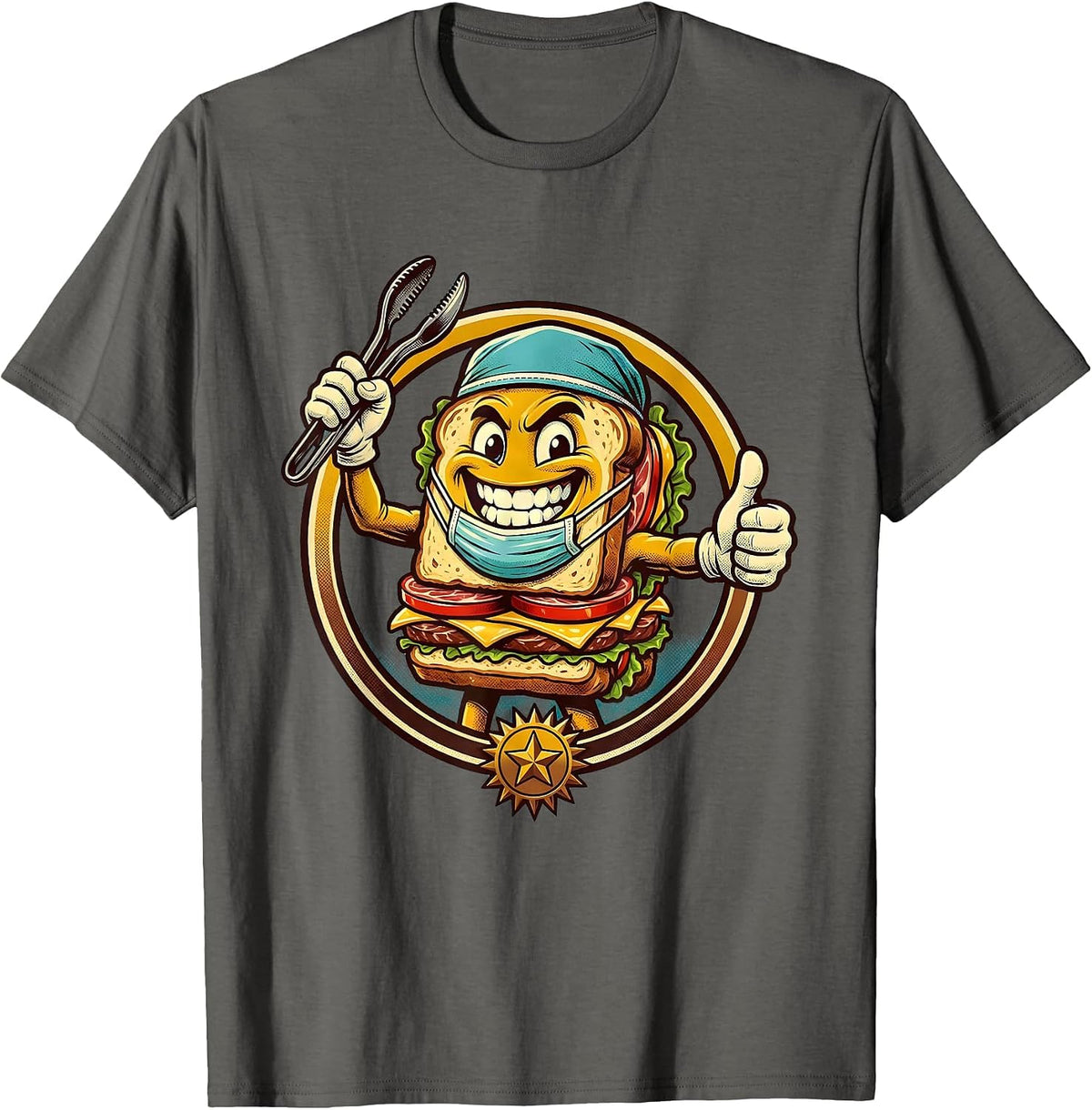 Men's Funny Sandwich Surgery Operating Room Graphic T-Shirt - Asphalt Grey