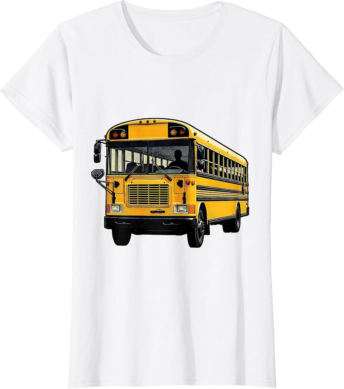 School Bus Driver Appreciation Flat Pop Print Humor T-Shirt - White