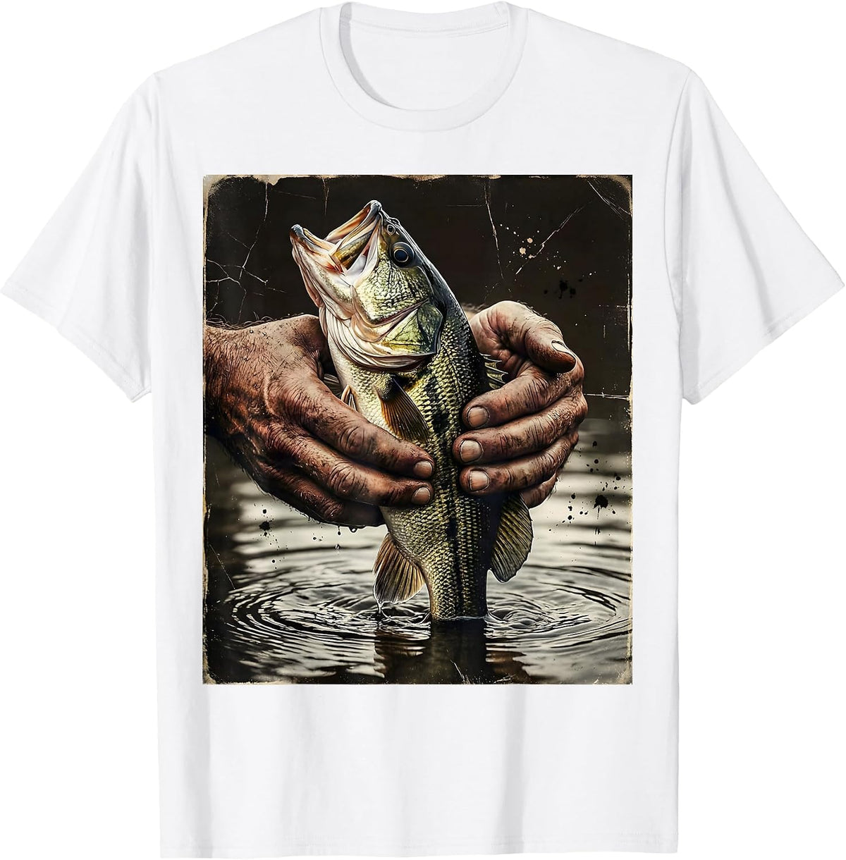 Men's Catch and Release Bass Fishing Graphic Tee T-Shirt - White
