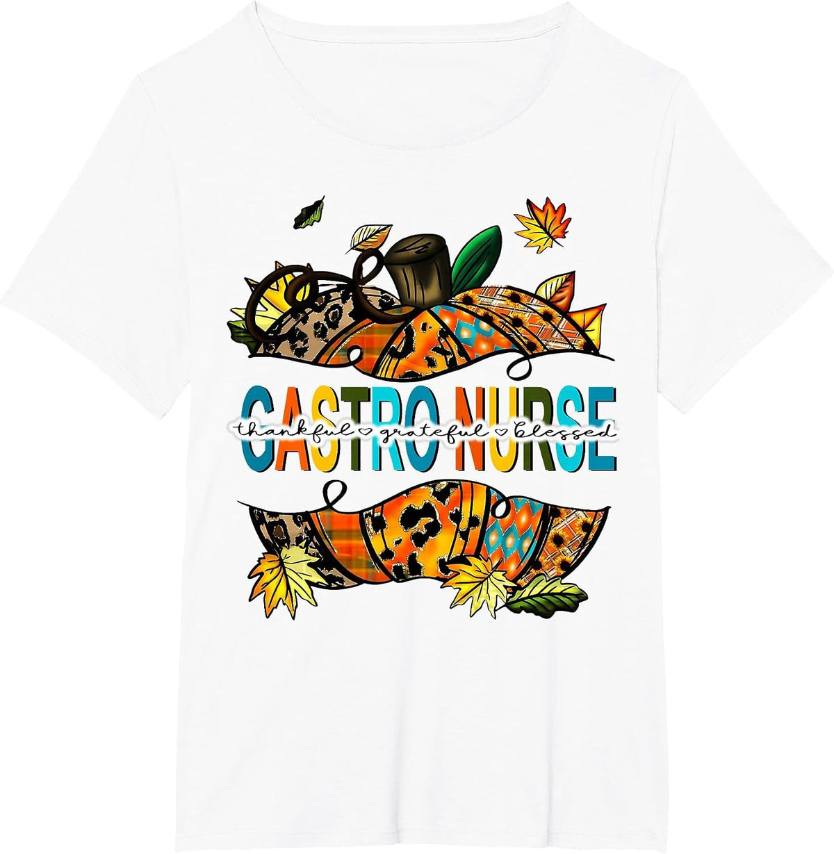 Fall Gastro Nurse Pumpkin Gastro Crew Endoscopy Thanksgiving T-Shirt - White