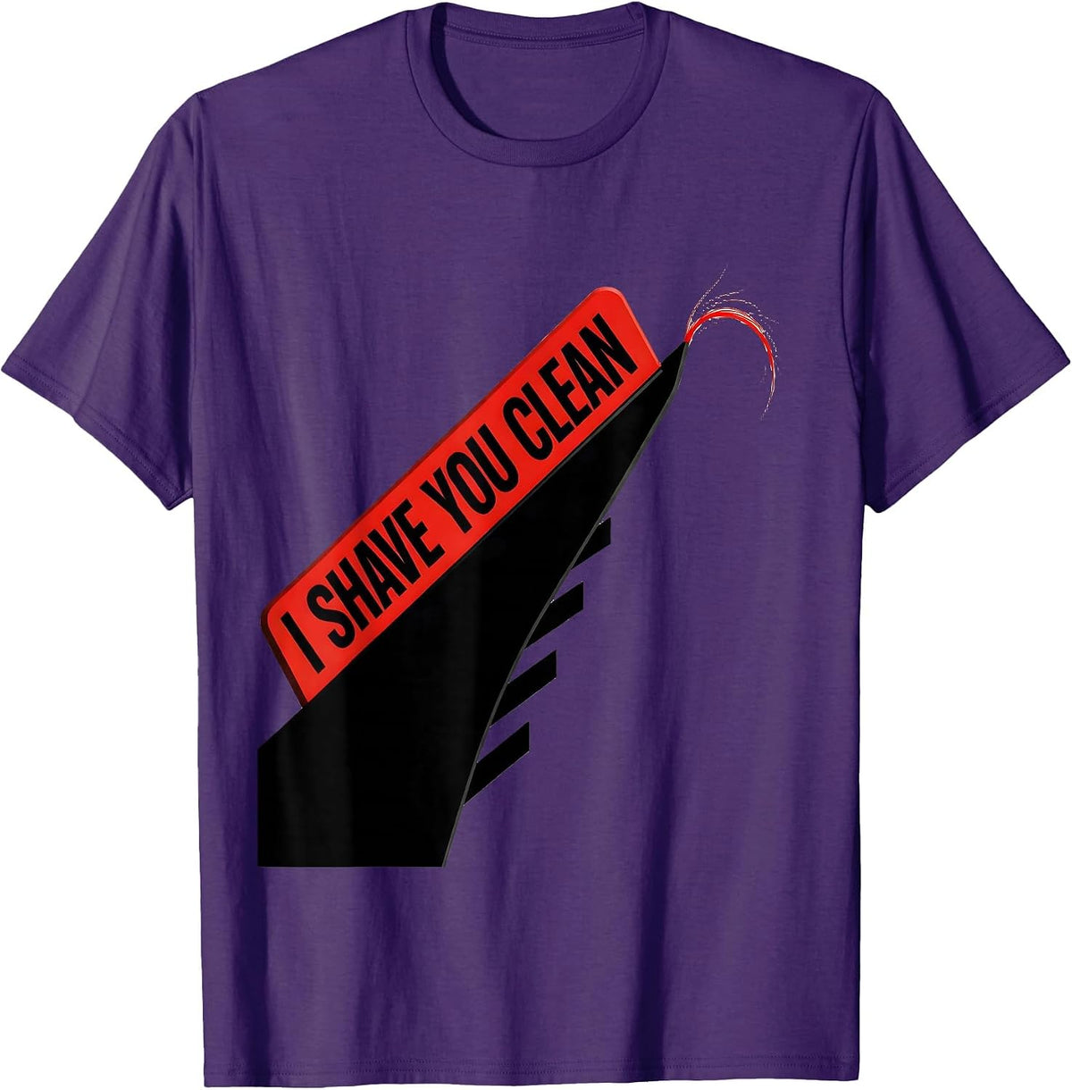 Men's I Shave You Clean Funny Hairdresser Barber Pun Humor T-Shirt - Purple