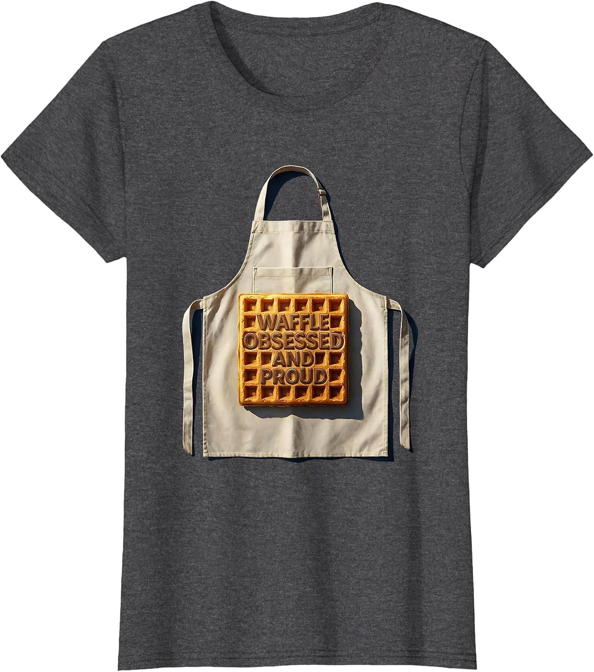 Women's Waffle Obsessed And Proud Foodie Design T-Shirt - Dark Heather Grey
