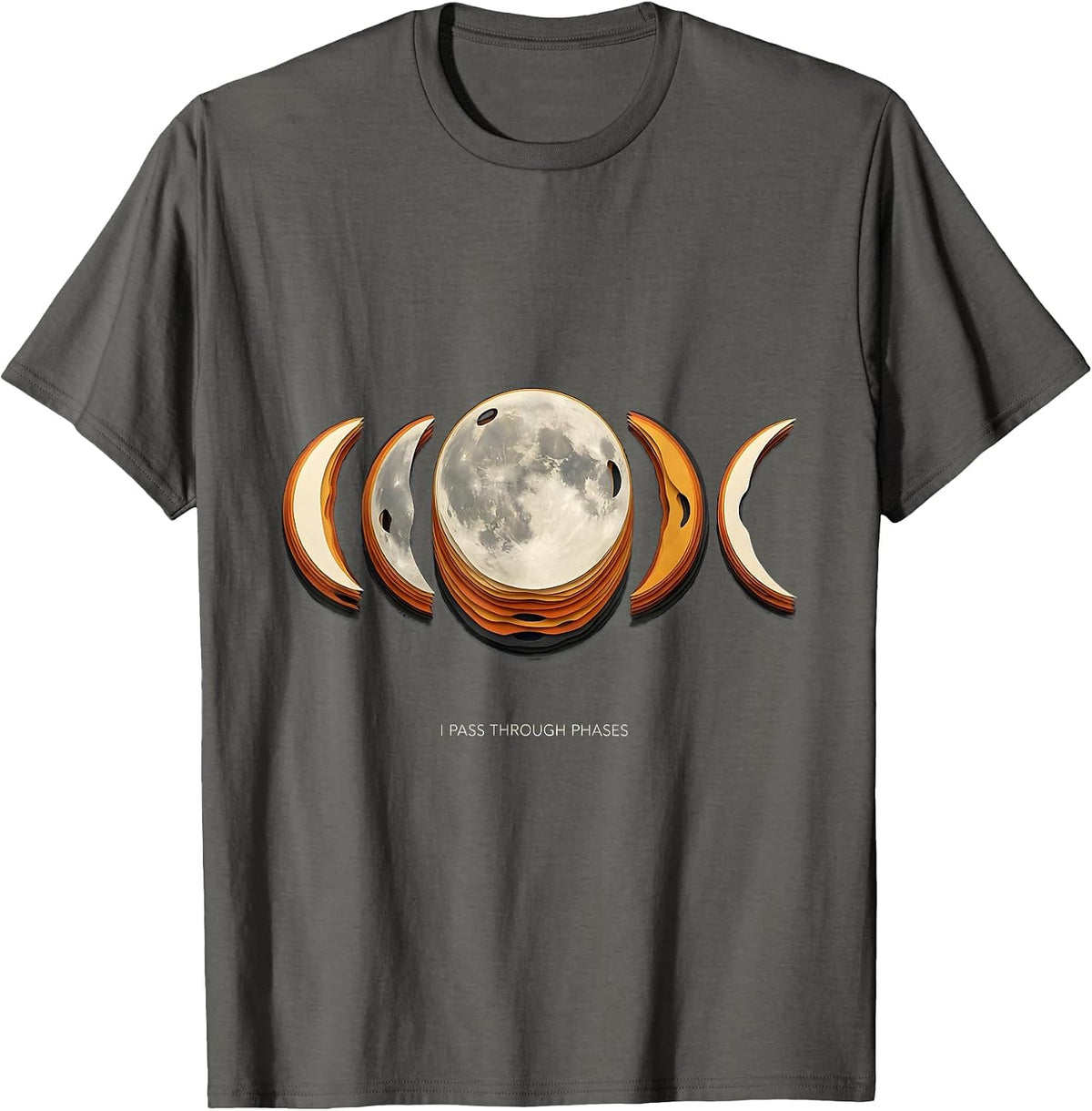 Men's I Pass Through Phases Mystic Moon Phase Astronomy Lover T-Shirt - Asphalt Grey