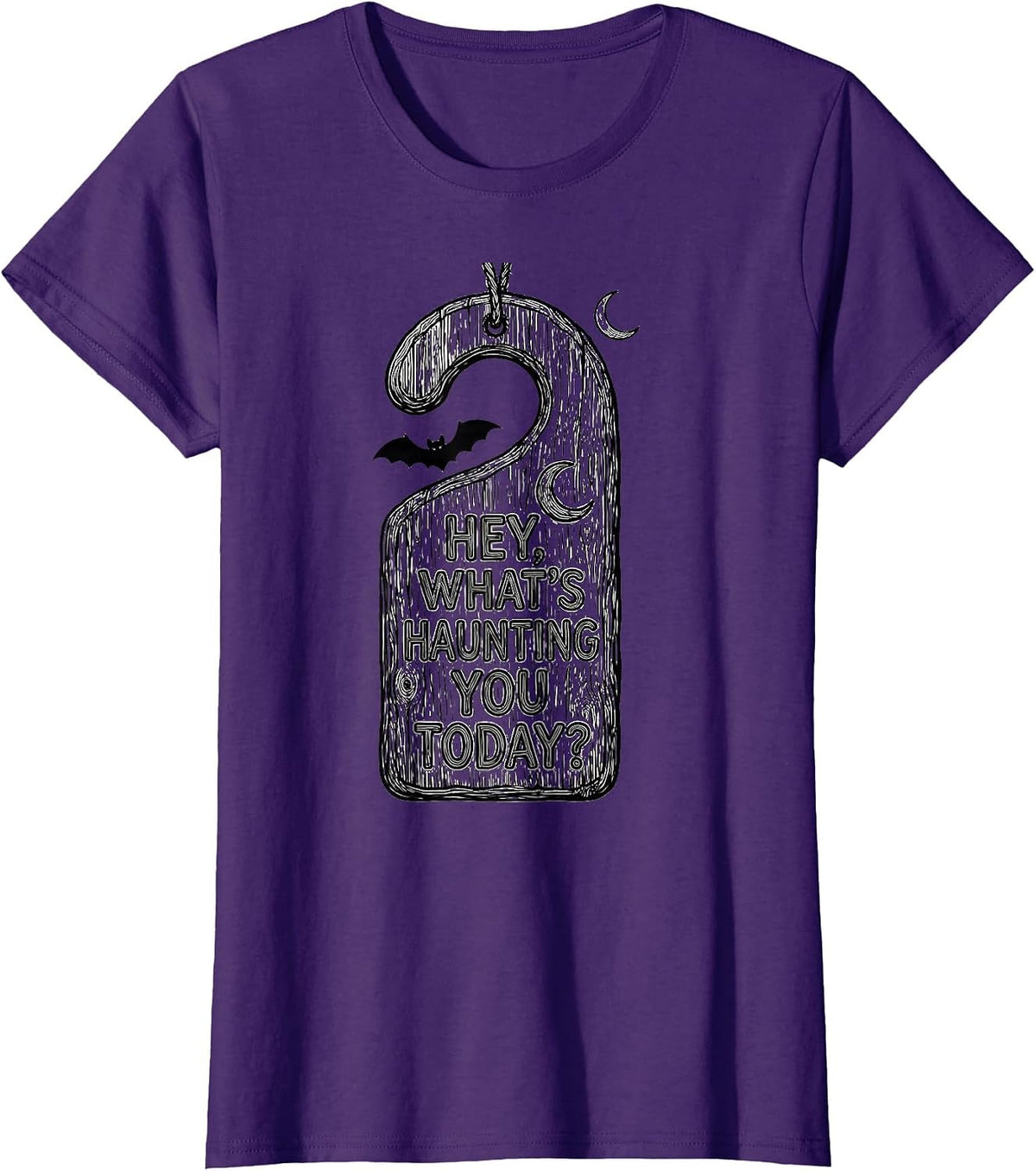 Women's Hey, What's Haunting You Today? Funny Halloween School T-Shirt - Purple