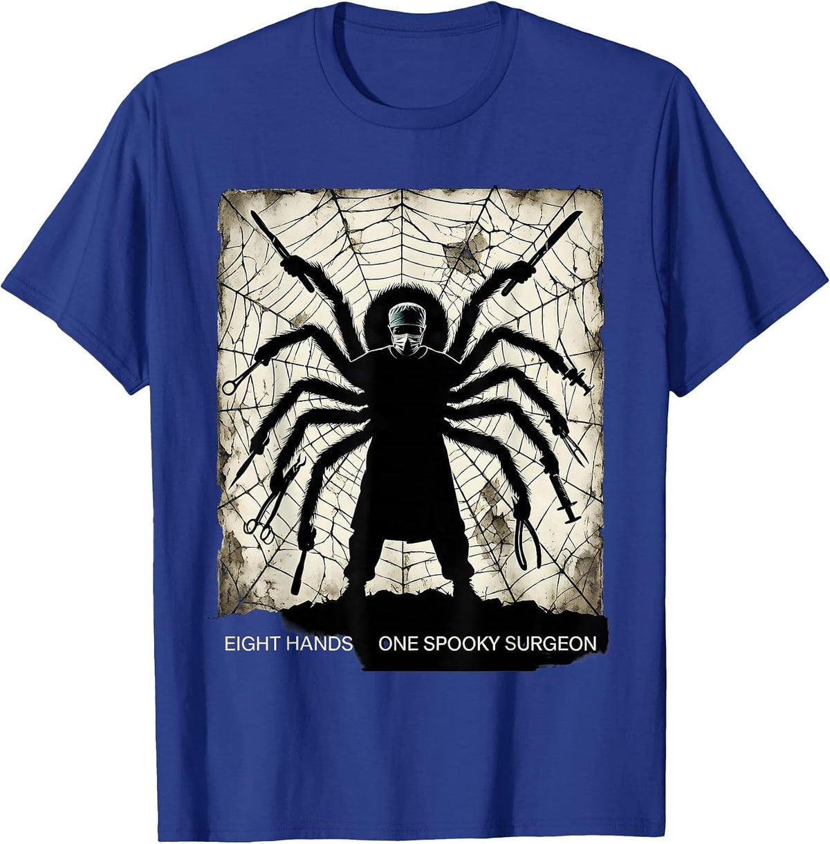 Men's Halloween Spider Surgeon Eight Hands Design T-Shirt - Royal Blue