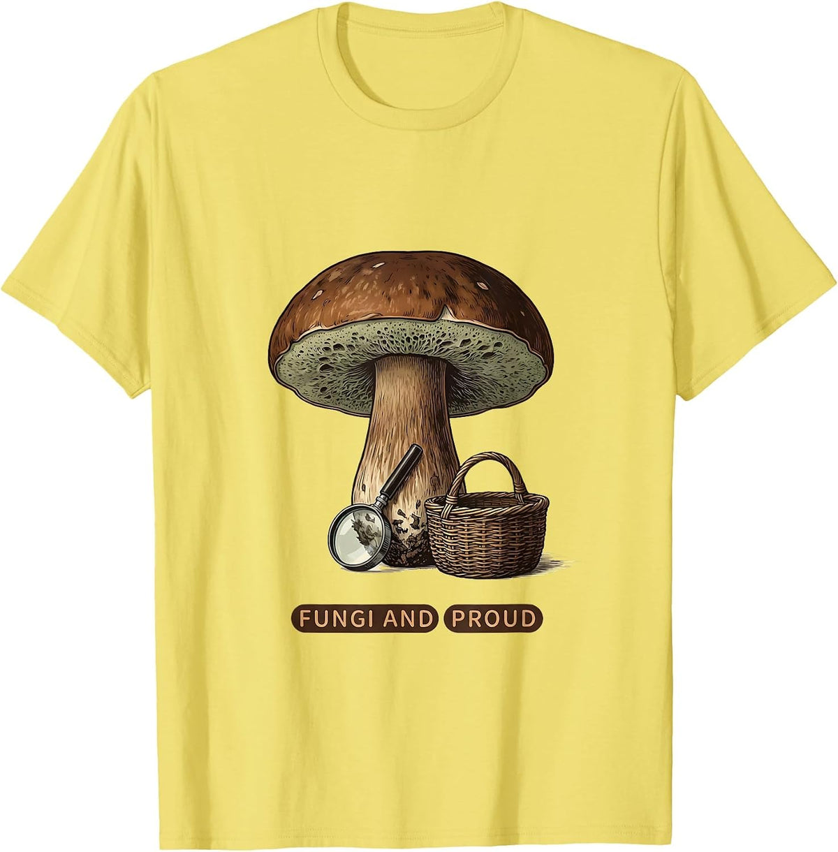 Men's Fungi And Proud Funny Mushroom Forager Mycology Hobbyist T-Shirt - Lemon Yellow