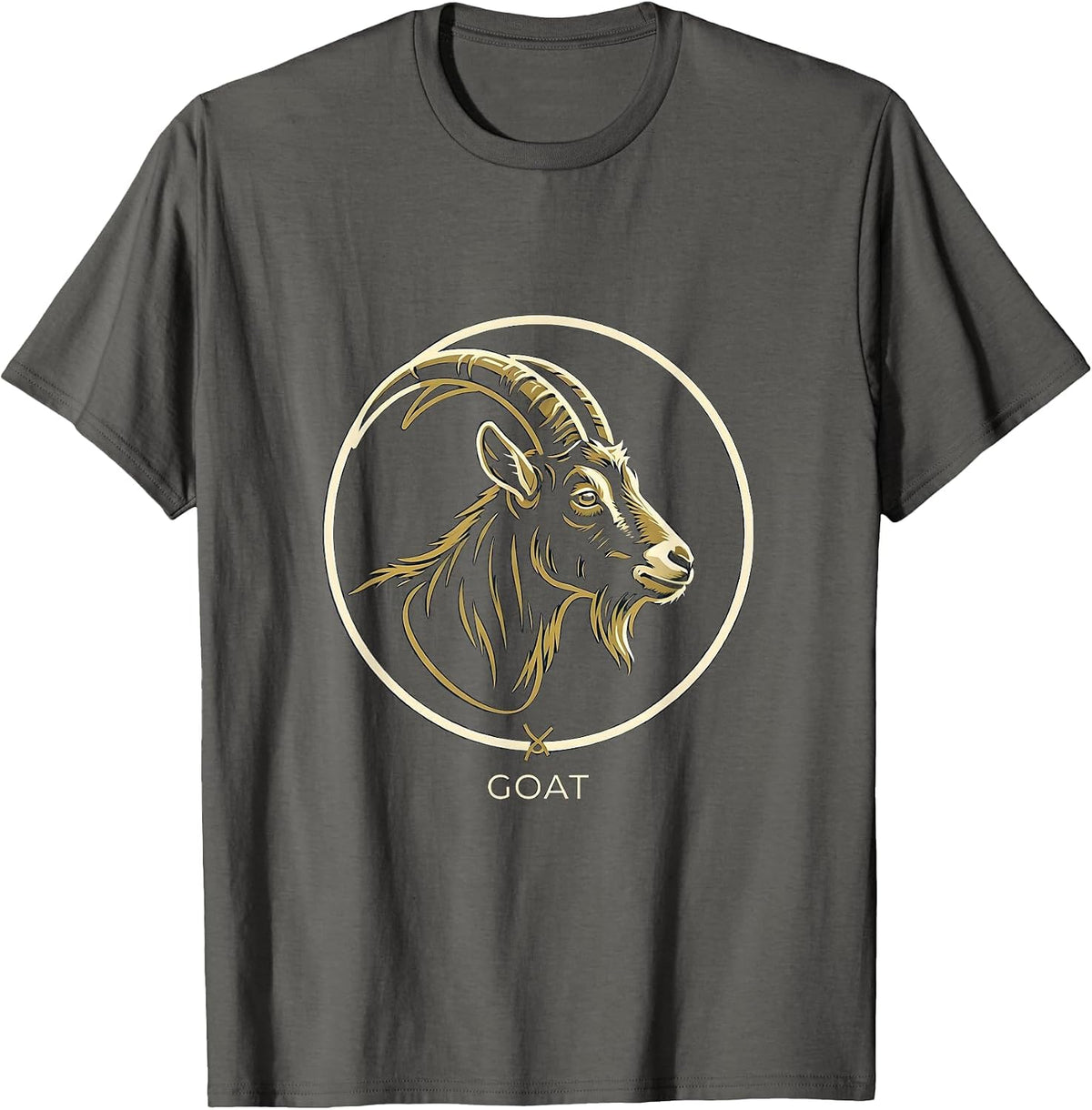 Goat Minimalist Badge Patch Line Art Icon Outline Gift T-Shirt - Asphalt Grey