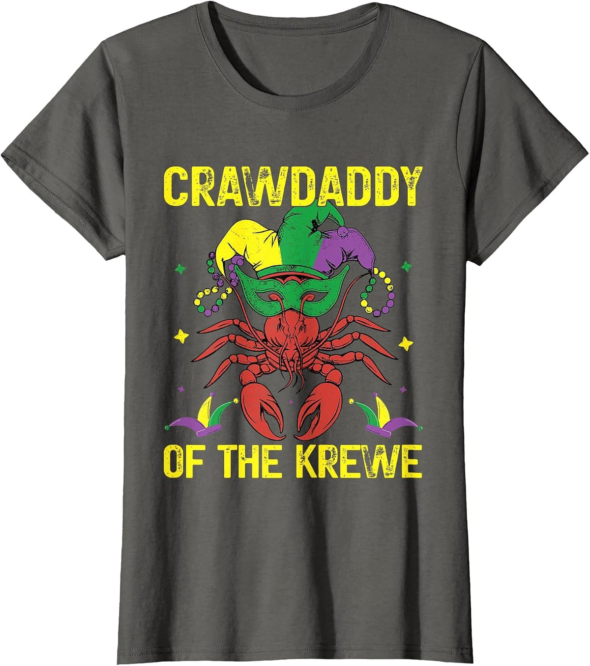 Crawdaddy the Krewe Mardi Gras New Orleans Crawfish T-Shirt - Asphalt Grey