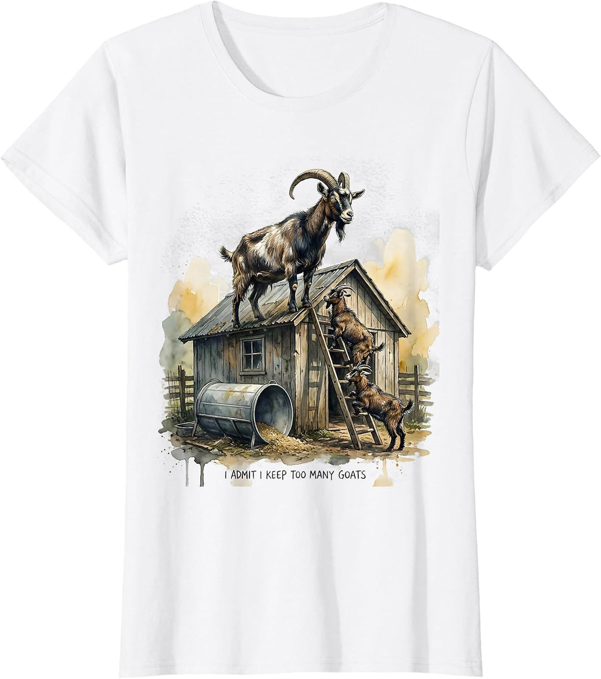 Women's I Admit I Keep Too Many Goats Funny Goat Lover Farmer Humor T-Shirt - White
