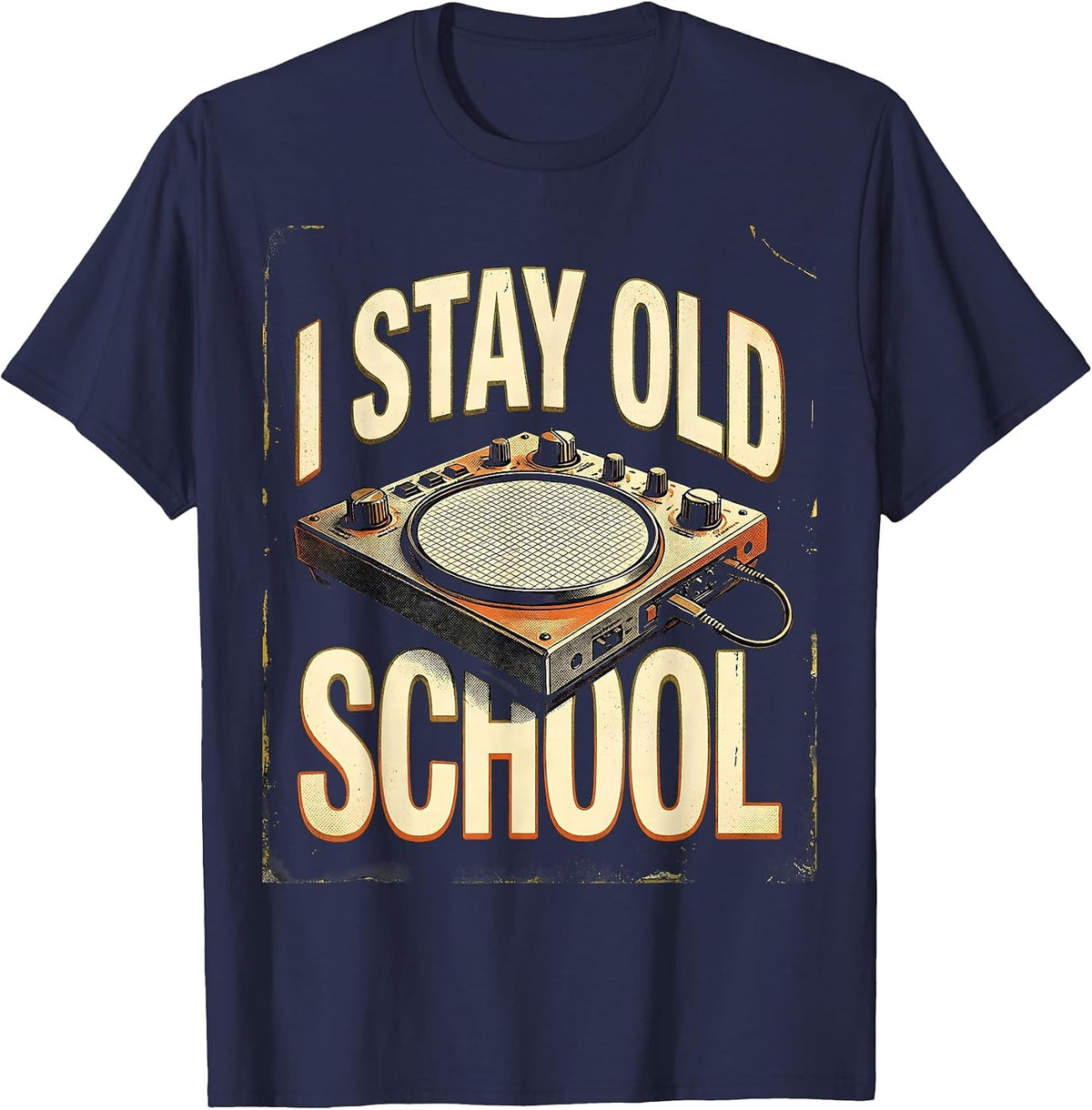 I Stay Old School Nostalgic Hip Hop 80s 90s Music T-Shirt - Navy Blue