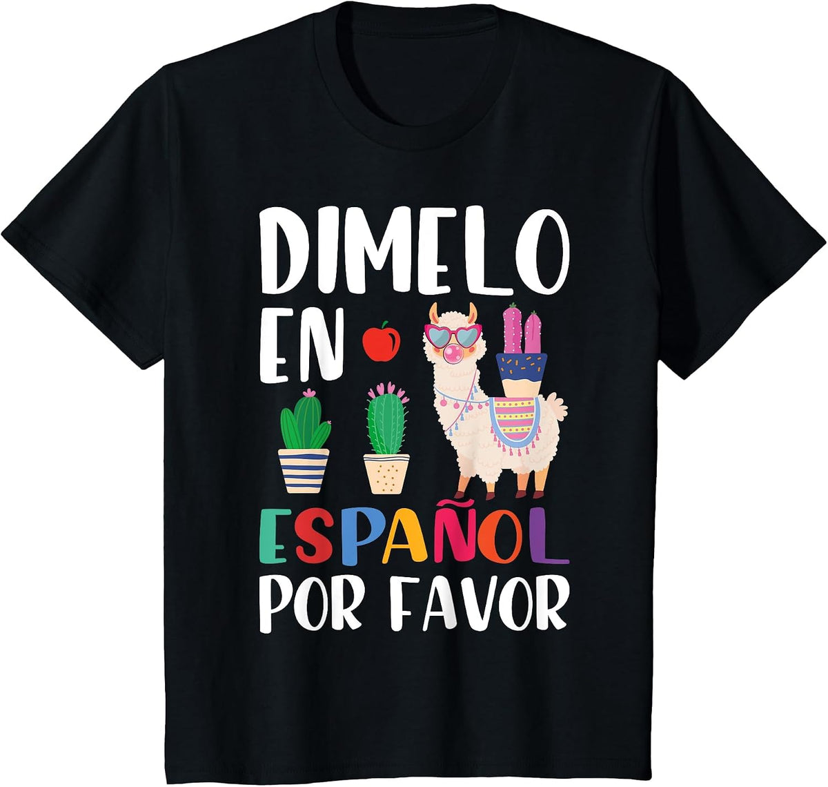Dimelo En Espanol Bilingual Llama Spanish Teacher Maestra T-Shirt - Black